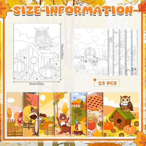 Sherr 75 Pcs 15 Set Thanksgiving Pre Drawn Painting Canvas Kit for Adults - Image 2
