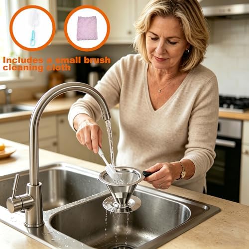 NKOVE Pour Over Coffee Dripper Stainless Steel Reusable Filter Coffee Maker - Image 5