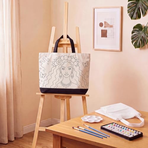 10 Set Paint and Sip Canvas Bags Pre Drawn Kit,Flower Women - Image 3