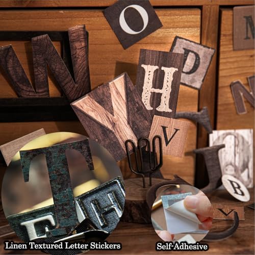 312Pcs Alphabet Letter Stickers for Scrapbooking, 6 Themes Linen Textured Aesthetic Stickers for Adults, Cute Scrapbook Stickers for Junk Journal Supplies, Journaling,Card Making, Notebook, Phone,DIY - Image 6