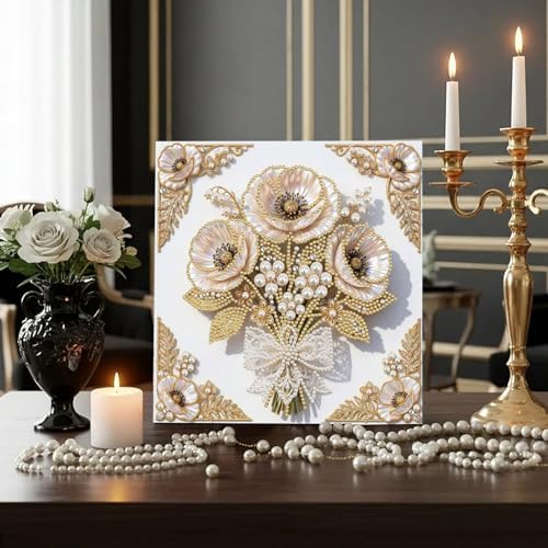 5D DIY Pearl Painting with Frame Floral Theme Handmade Healing Home Wall Decoration Creative 9.84x9.84in Tools -Flower-1 - Image 5