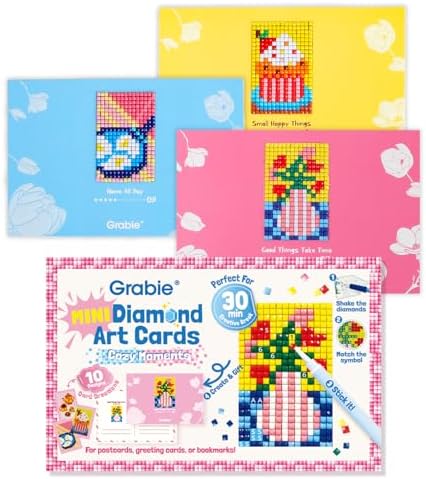 Grabie Mini Diamond Painting Cards Kit, 10 Pack Square Drill, Cozy Moments by Grabie