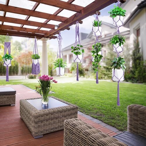SFENNGPET Macrame Plant Hangers, 6Pack Hanging Planters for Indoor Plants - Image 3