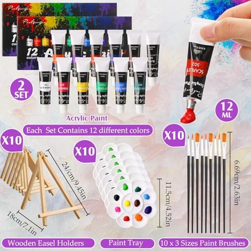 Ctosree 72 Pcs Fashion Women Paint and Sip Kit for Adults 8'' x 10'' Pre Drawn Canvas for Painting DIY Pre Printed Canvas for Party Favor Acrylic Painting Kit Wood Easel Brushes Date Night Bulk - Image 4
