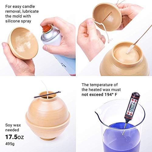 Candle Molds for Candle Making Ball Shaped - Diameter: 3.9 in - Wax Melt Molds for Crafts - Candle Wax Molds – Candle Making Supplies - Image 4