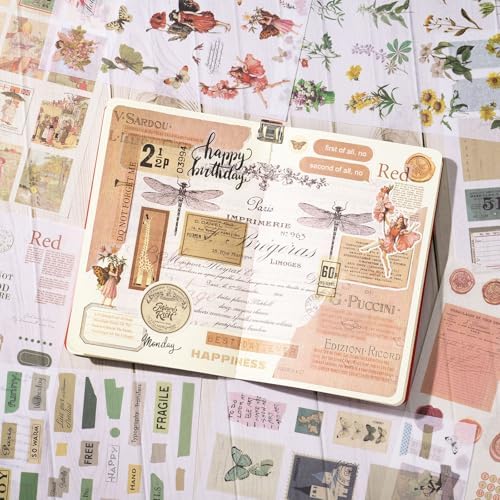 YagCu Journaling Sticker Book, Old Time Junk Journal Stickers, Vintage Scrapbooking Supplies, Pre-Cut Aesthetic Scrapbook Materials for Adults, Decorative Ephemera Bullet Planner DIY Arts Craft - Image 2