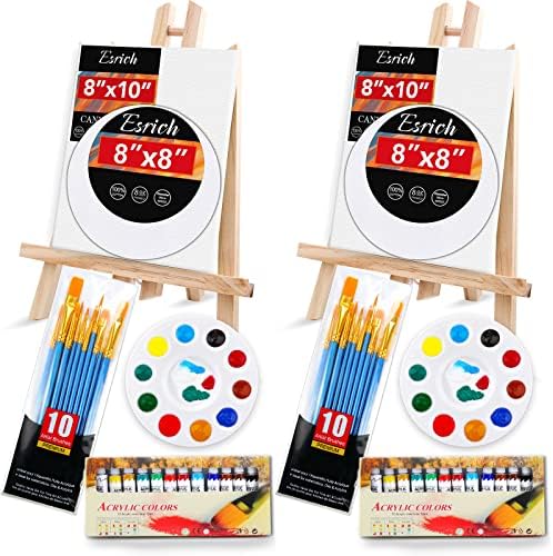 ESRICH Acrylic Paint Canvas Set, 52 PCS Painting Supplies Kit by ESRICH