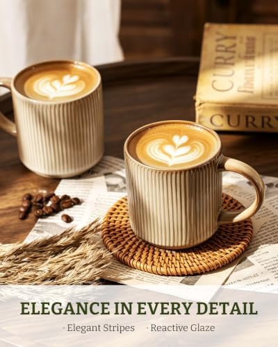 famiware Coffee Mug Set of 8, Star 12 oz Ceramic Mugs Cups Set with Handle - Image 2