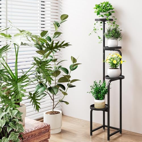 INGIORDAR Plant Stand Indoor Outdoor Corner Tall Plant Shelf 4 Tier Metal - Image 5