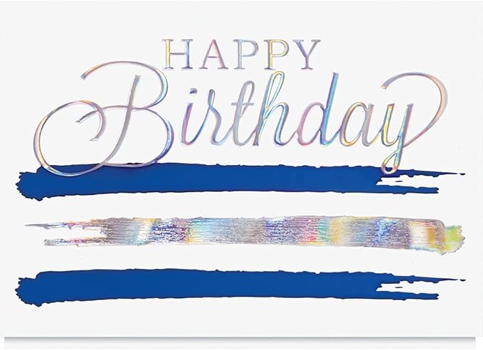The Gallery Collection, 25 Personalized Birthday Cards with Foil-Lined Envelopes (Happy Birthday Hues), For Business or Consumer