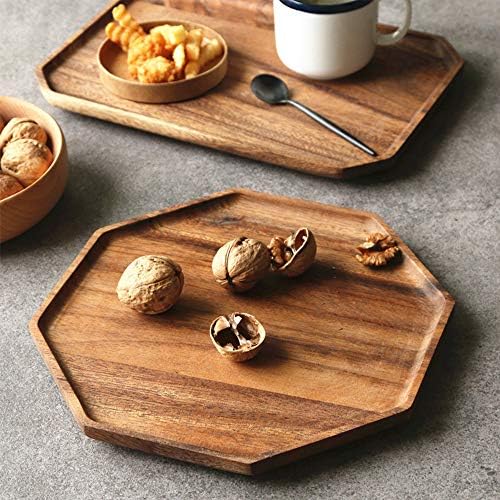 2 Acacia Wooden Trays Serving Platter Cheese Veggie Round Charcuterie Board - Image 2