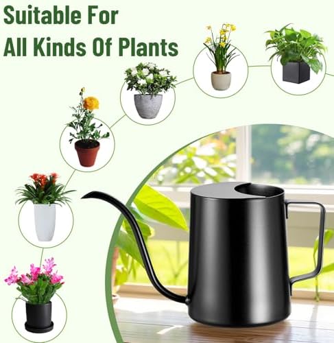 Watering Can Indoor Plants, 20oz Stainless Steel Long Spout, Black - Image 6