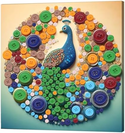 Framed Button Art Kit 11.8" DIY Mosaic Craft for Adults(Parrot) by Unknown