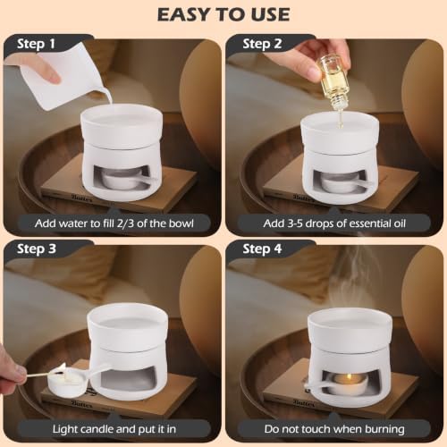 Bighan Tea Light Candle Holder Ceramic Oil Burner Tealight Wax Warmer - Image 5