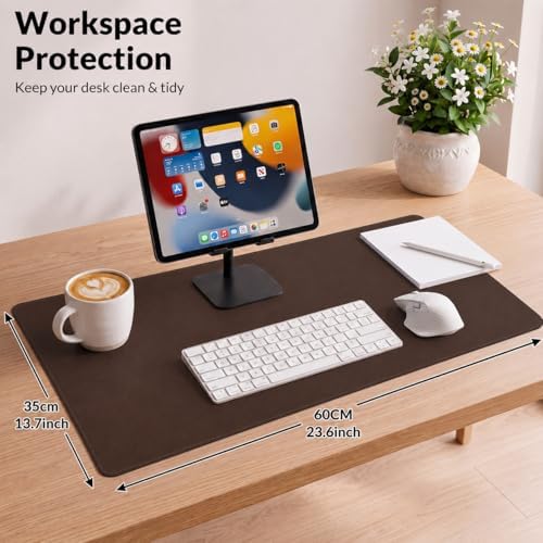 AFIING Leather Desk pad Protector, 35.4" x 17", Coffee,Desk mat - Image 2