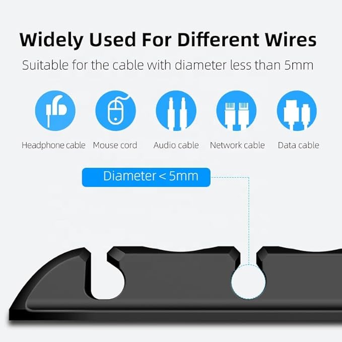 Cable & Clutter Free Organizer | Self-Adhesive Charging Data Cables USB Cords Management Desk Clip(Pack of 2)