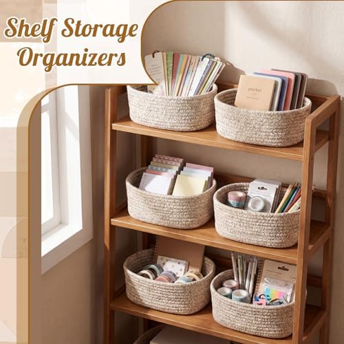 10 Pack Small Woven Baskets, Cotton Rope, Linen - Image 4