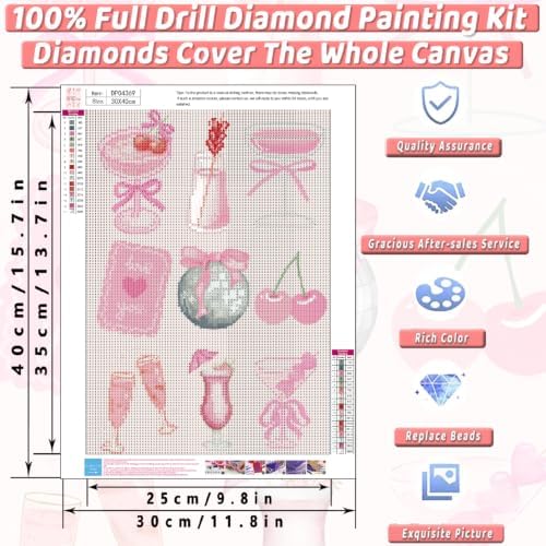 Pink Cocktail Diamond Art Kits for Adults Diamond Painting Kit for Beginner - Image 4