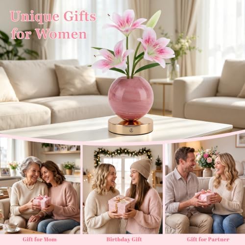 Pink Tiger Lily Flower Lamp, Rechargeable Cordless LED Floral Table Lamp - Image 7