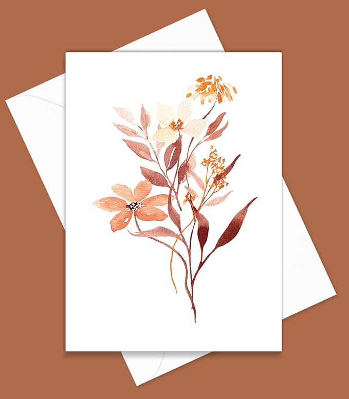 Summer Wildflower Greeting Cards, Set of 10, All Occasion 5 x 7 inch Note Cards with Envelopes, Blank Inside, Colorful Watercolor Floral Bouquet Designs