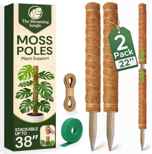 2 Pack 22" Moss Pole Monstera Plant Support - Stackable up to 38" by TheBloomingJungle