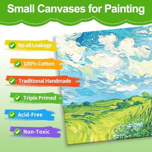 ESRICH Mini Stretched Canvas 16Pack 3x3inch, 2/5Inch Profile Art Primed Canvases for Painting, Cotton Small Professional Stretched Canvas for Kids and Art Supplies. - Image 3