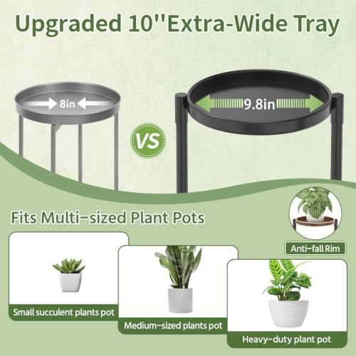 LASZOLA Plant Stand Indoor 10 Inch Large Tray With Lights, 6 Tier Black - Image 3