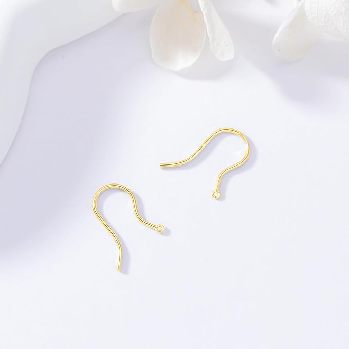 14K Real Gold Earring Hooks for Jewelry Making Fish Hooks 14K Yellow Gold Earring Findings for Earrings Jewelry Making(Style 3)