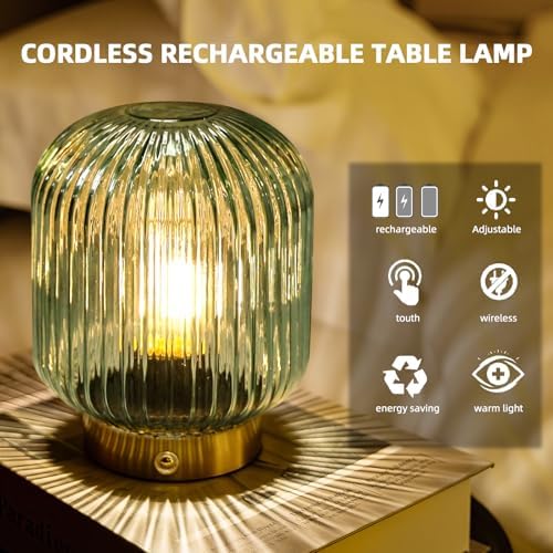 MJ PREMIER Rechargeable Table Lamp,Cordless Lamp with Memory Function,Green - Image 2