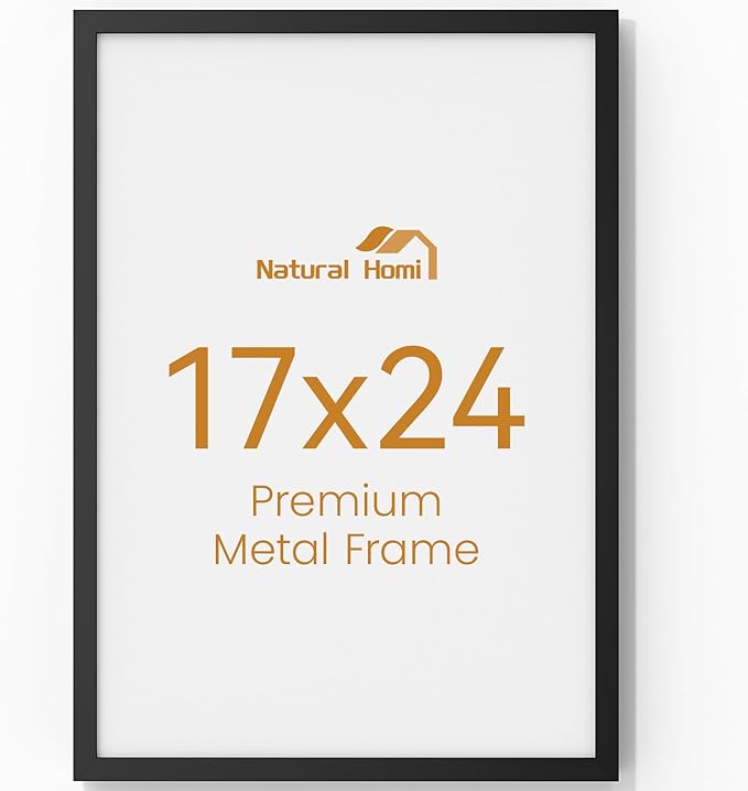 17x24 Aluminum Metal Picture Frame,Tempered Glass Black Large 17 x 24 Poster Frame for Puzzles Photos or Artwork for Wall Gallery Mount Horizontal or Vertical Decor Home,Office,Hotel