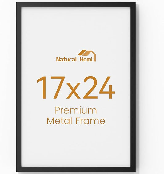 17x24 Aluminum Metal Picture Frame,Tempered Glass Black Large 17 x 24 Poster Frame for Puzzles Photos or Artwork for Wall Gallery Mount Horizontal or Vertical Decor Home,Office,Hotel