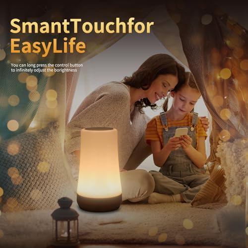 OORUN Touch Bedside Table Lamp,13 RGB Colors & 5 Brightness, USB Rechargeable Desk Lamp, Remote Control Dimmable Light with RGB Color Changing,Portable Lamp for Baby (F9) - Image 5