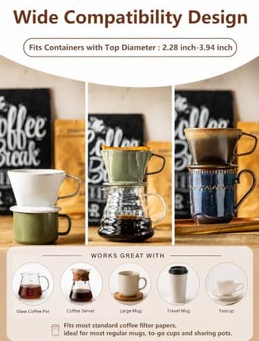 Gomakren Ceramic Pour Over Coffee Dripper, 3-Hole Cone Brewer, White - Image 7