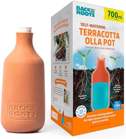 Back to the Roots Self-Watering Terracotta Olla Pot, 700mL Provides 1 Week of Precision Watering by BacktotheRoots