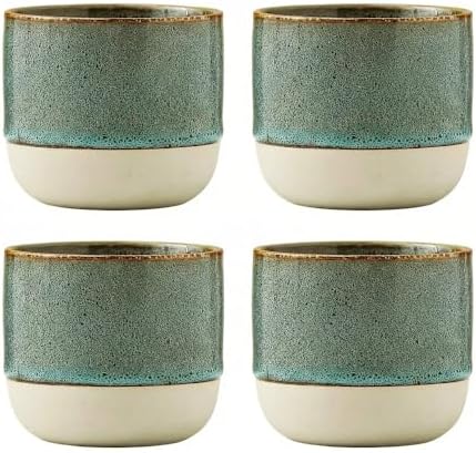 Ceramic Tea Cups 7oz Japanese Style Ceramic Tea Set, Tea Cup, Herbal Tea Coffee Cup, Espresso Cups Small Modern Yerba Mate Ceramic Mate Cup Sets of 4 Blue by chooguang