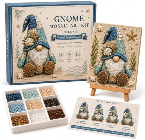 Gnome Mosaic Art Kit, DIY Craft Set for Adults, Cottagecore Desk Decor by Unknown