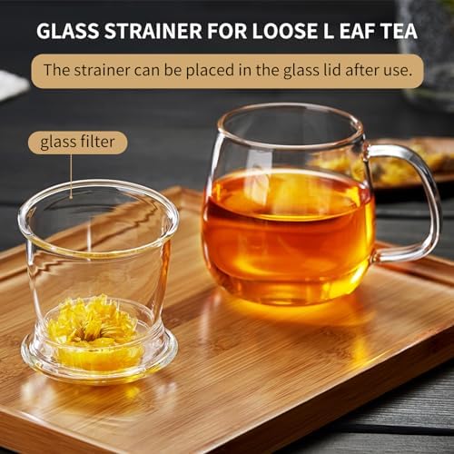 DOPUDO Large Glass Tea Cup, 25.6 oz Borosilicate Glass Tea Mug with Infuser and Lid, Clear Tea Cups for Brewing Scented Tea and Tea Bag. - Image 4