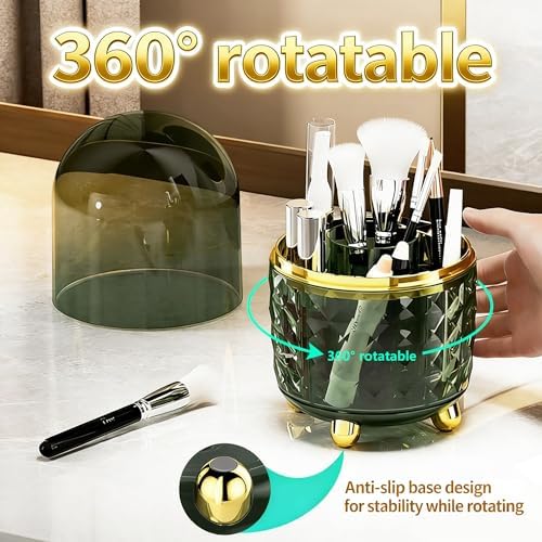 GOTOBA 360° Rotating Dust-Proof Multi-Purpose Storage Organizer - Perfect for Silverware, Utensils (Forks, Knives) & Makeup Brushes, Countertop Holder for Kitchen & Vanity - Image 5