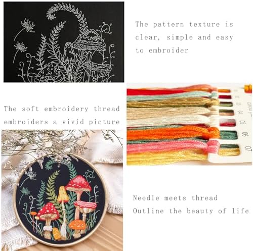 Silentsea Mushroom Embroidery Kit, Beginner Embroidery kit for Adults, Needlepoint Set Funny (Mushroom) - Image 3