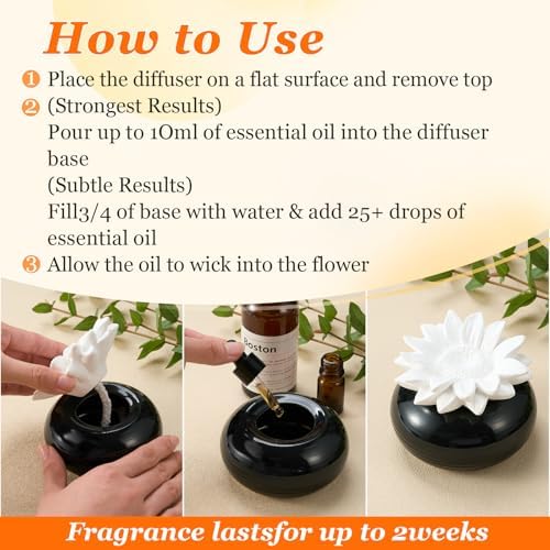 Honeydak 1 Pcs Ceramic Essential Oil Diffuser, Non Electric,Daisy Flowers - Image 3