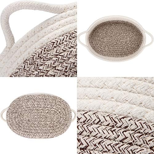 Sea Team 2-Pack Compact Woven Cotton Rope Storage Baskets, Mottled Brown - Image 4