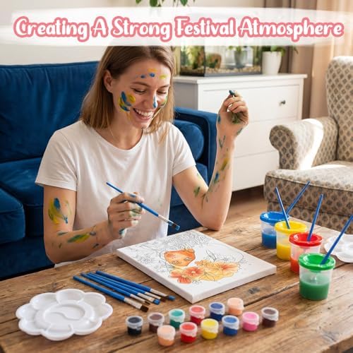 Sherr 140 Pcs 20 Set Pre Drawn Canvas Painting Kit, Mother's Day - Image 5
