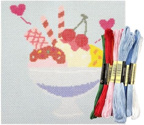 Howie's Needlepoint Needlepoint Kits, 18CT Printed Embroidery Pattern Starter Kits, Stamped Patterns Canvas Kits(Ice Cream,6x6inch) by HowiesNeedlepoint