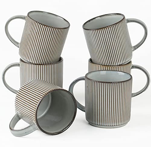 famiware Coffee Mug Set of 6, Star 12 oz Ceramic Mugs Cups Set with Handle by Famiware