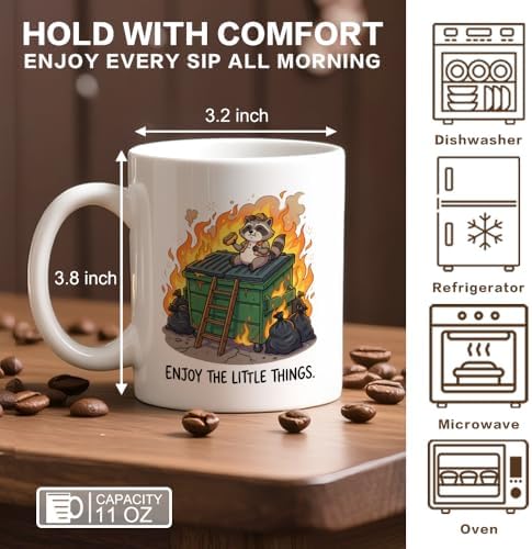 Enjoy The Little Things 11 oz Raccoon Lover Ceramic Coffee Mug - Image 2