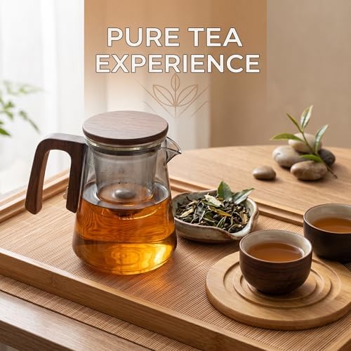 Magnetic Glass Teapot with Infuser, 25oz Borosilicate Tea Pot with Walnut Handle for Loose Leaf Tea, Office Home, Tea Lovers Gift - Image 6