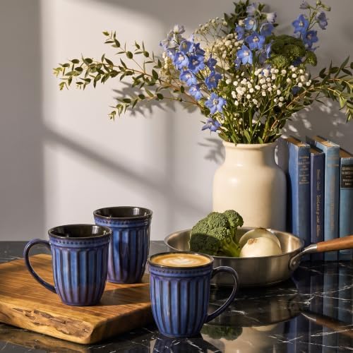 HASENSE Coffee Mugs, 16 Oz Embossed Vertical Fluted Ceramic Coffee Cups - Image 5