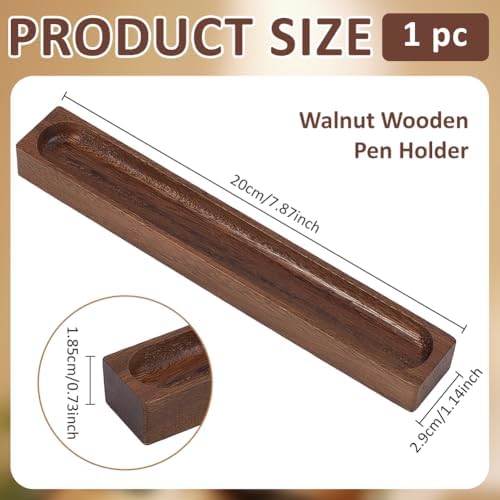 BENECREAT Walnut Pen Tray, Minimalist Wood Pen Holder, Pen Storage Tray for Office Desk Organizer Writing Accessories Gift Home Bedroom Decoration 7.87x1.14inch - Image 2