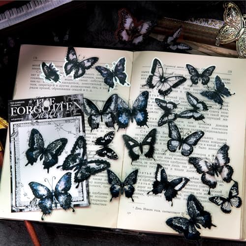 Alideco 120pcs Scrapbook Stickers Vintage Dark Floral Butterfly Picture Frame Stained Glass Scrapbooking Junk Journal Crafts Embelishment Decoration Stickers (yiwangdegubao) - Image 6