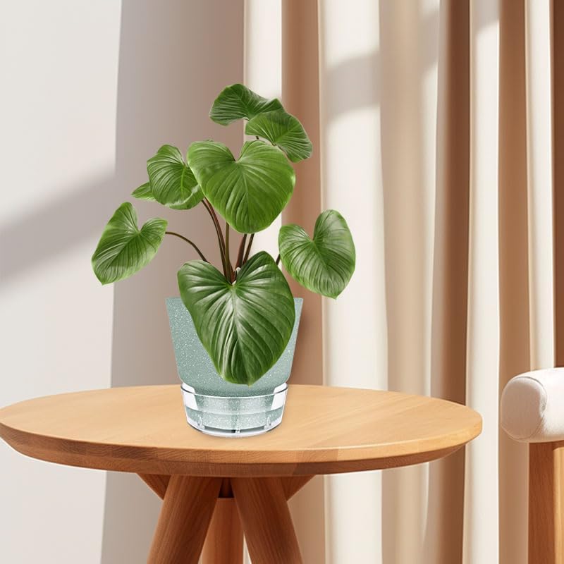 6-Inch Self-Watering Plant Pot with Visual Reservoir and Drainage Hole, Set of 5, Plastic Flower Pots, Planting Pot for Indoor Outdoor Plants (Frosted Mixed Color) - Image 5